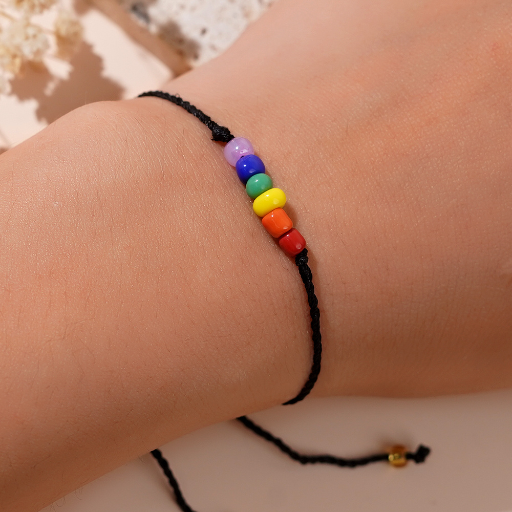 Adjustable Glass Bead Bracelet LGBTQ Pride